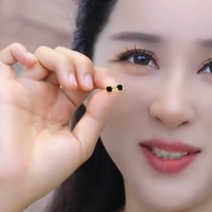 s925银针黑色方块耳钉小众气质百搭高级感养耳洞耳环睡觉免摘耳饰