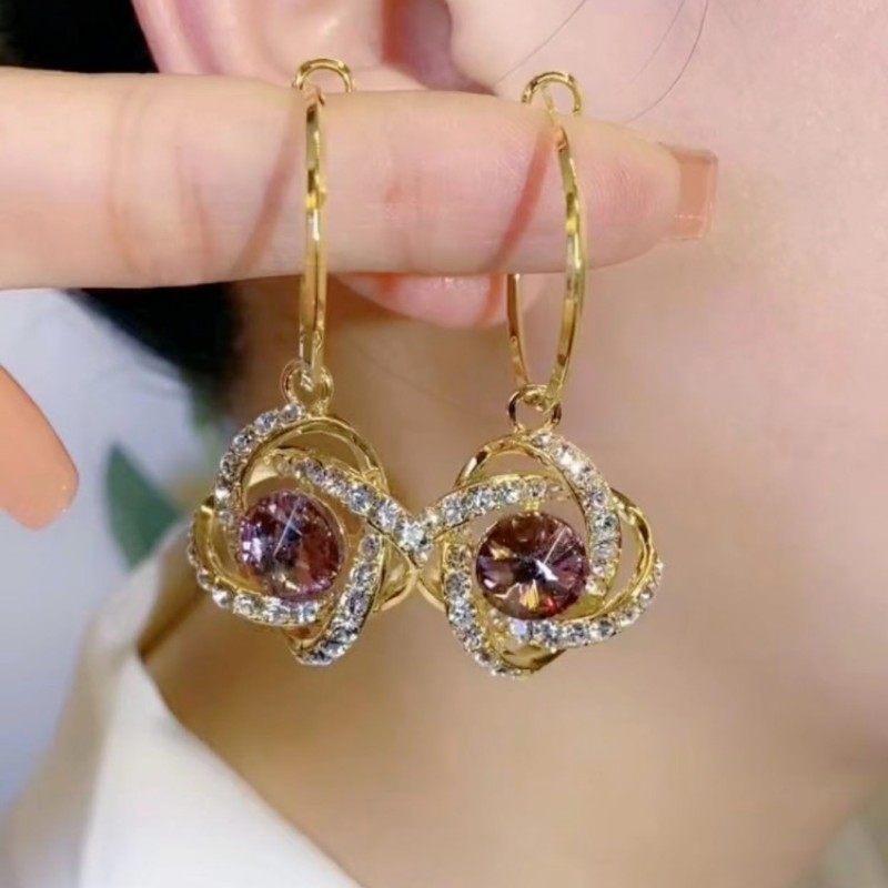 紫色水晶立体满钻耳环女气质名媛耳坠2025新款爆款高级感复古耳饰,饰品/流行首饰/时尚饰品新,耳环,淘宝优惠券,粉丝福利购,淘宝优惠卷
