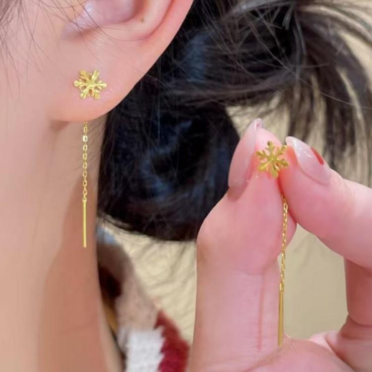 925银针雪花流苏耳线女气质简约