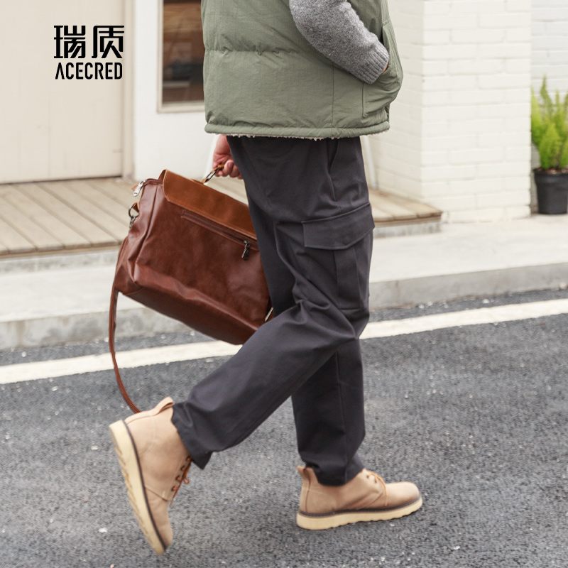 爸爸裤子男宽松工装长裤