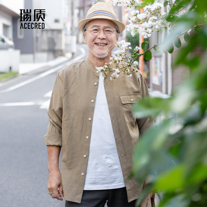 爸爸长袖衬衫春夏中老年人男装老爸夏装衬衣中年爷爷老人衣服上衣