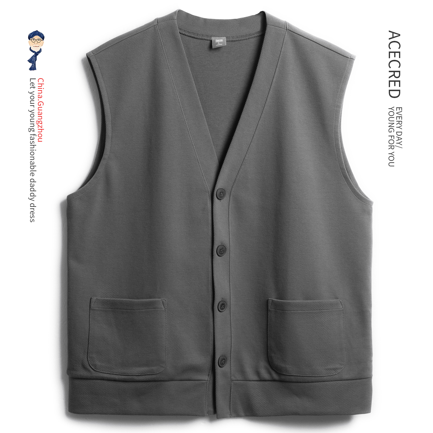 中年爸爸秋装宽松斜纹针织马甲