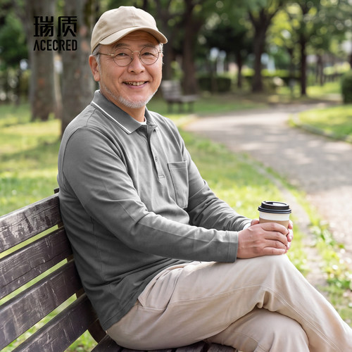 中年爸爸纯棉长袖t恤男