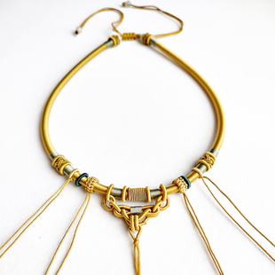 古风粗手编绳项圈玉佩挂绳项链绳子玉坠挂绳吊坠黄金挂绳锁骨链女