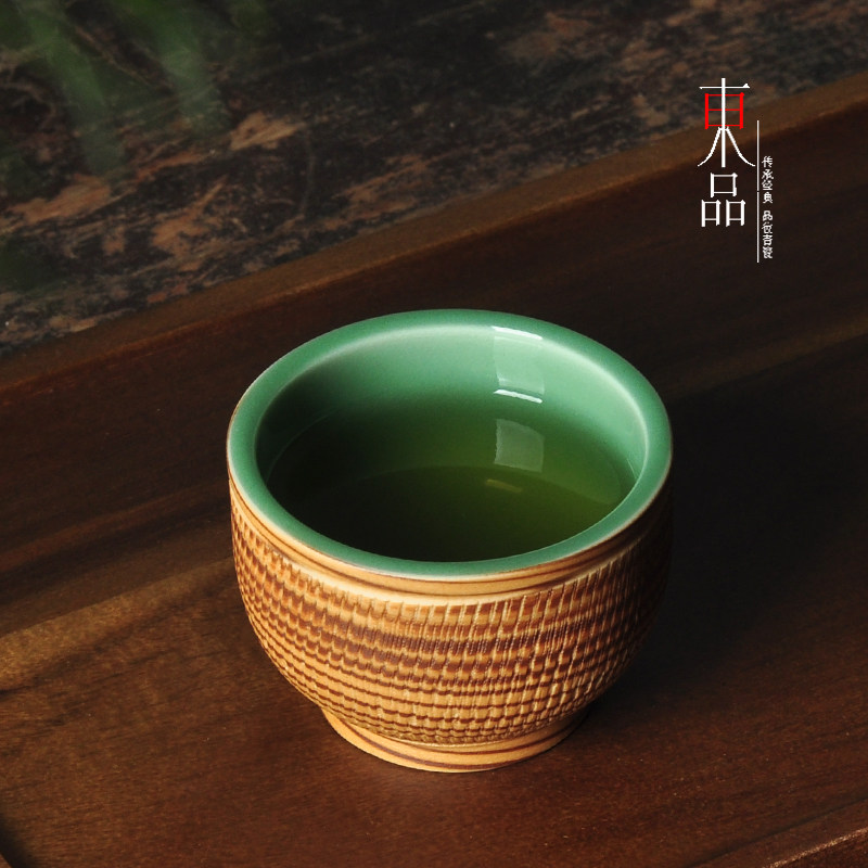龙泉青瓷绞泥纹品茗杯普洱茶茶杯