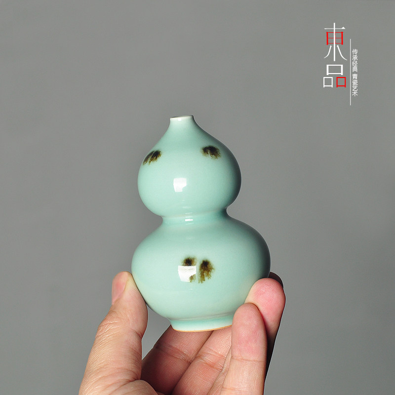 中式点彩小葫芦瓶迷你把玩小花器