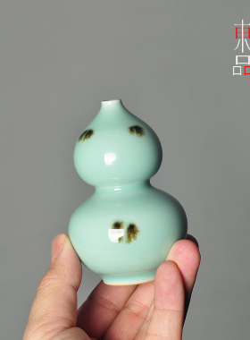 中式点彩小葫芦瓶迷你把玩小花器