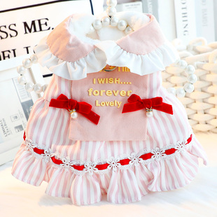 狗狗衣服秋冬装厚款猫公主裙棉衣条纹水手小型犬宠物6866跨境