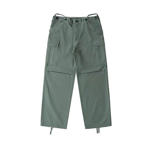 美式复古多口袋拼接褶皱休闲裤