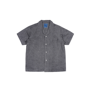 衬衫 Resalibert 亚麻和纸混纺手工碳染水洗做旧古巴领夏威夷短袖