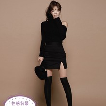 礼服裙宴会气质小个子长袖连衣裙1
