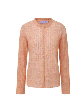 UNRESTRAIN「UNR」绒雾协奏 空气感绞花圆领针织开衫毛衣上衣女