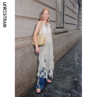 UNRESTRAIN「UNR」流浪蕾丝 仙女风薄纱拼蕾丝连衣裙女宽松