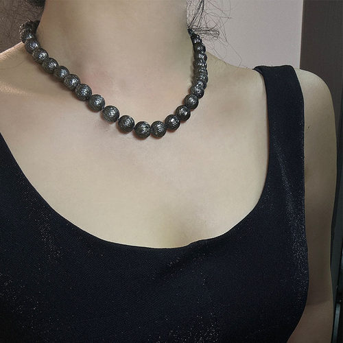 天然海水大溪地龙鳞珍珠国潮表皮雕刻珍珠项链设计串珠正圆正品真