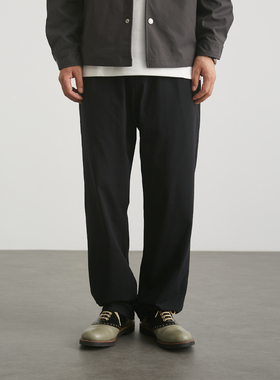 PTSE男士宽松直筒卫裤黑色休闲长裤简约百搭