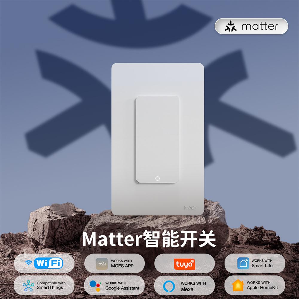 Tuya涂鸦智能家居matter回弹开关app远程定时美规零火灯控按键