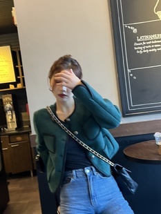 Eenk同款 复古羊毛立体剪裁小香外套毛呢短外套