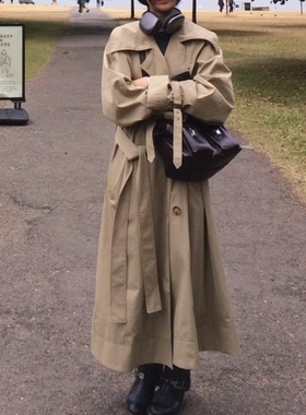 男女同款耳朵同款rejina py超长宽松樱桃同款英伦晚秋风衣