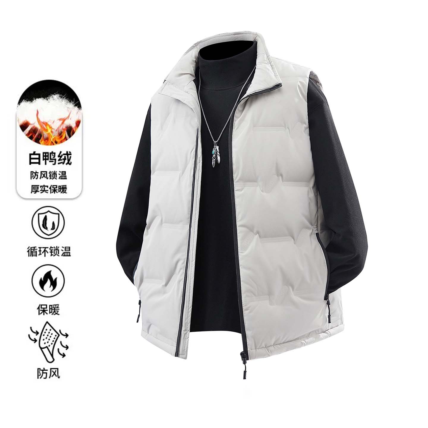 啄木鸟冬季男女同款立领羽绒马甲