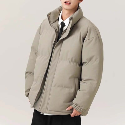 啄木鸟青少年纯色短款休闲棉服男