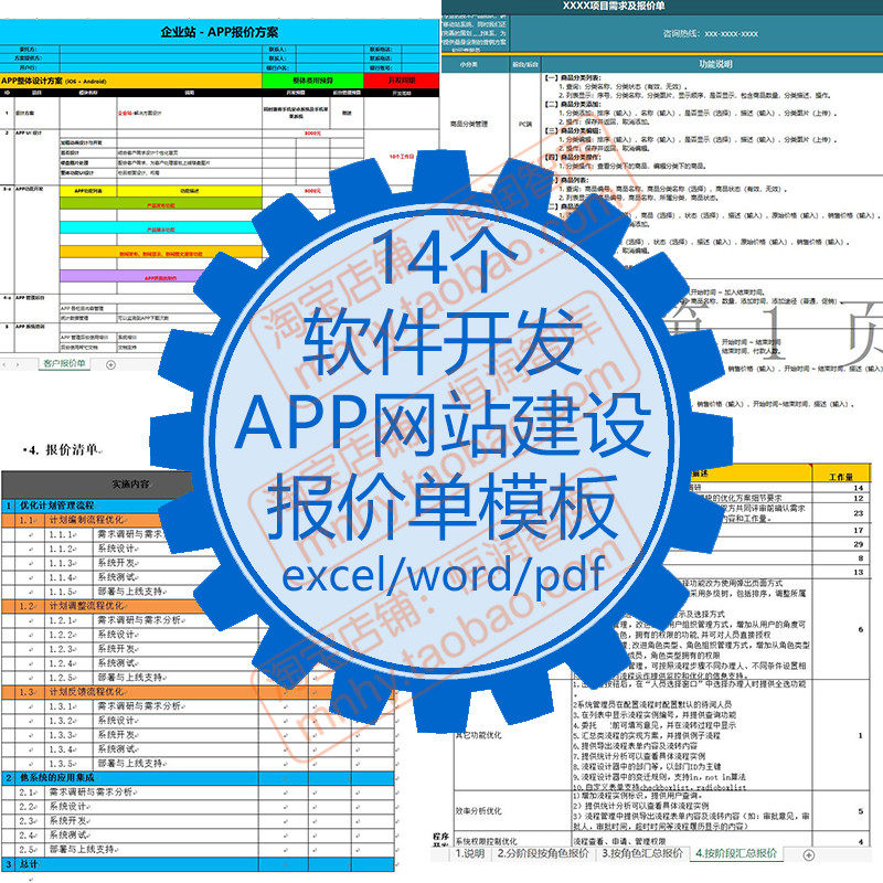 软件开发APP网站建设报价单模板系统项目商务信息化项目需求程序
