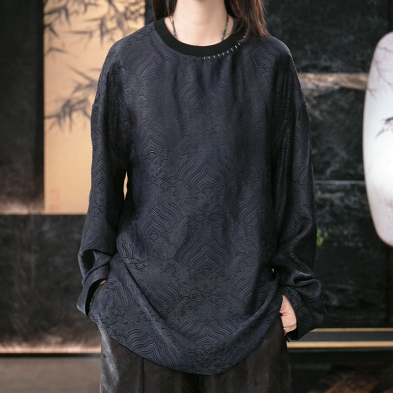 【再易】2025新款碧海潮生香云纱桑蚕丝男士卫衣上衣ZY0516S-F170