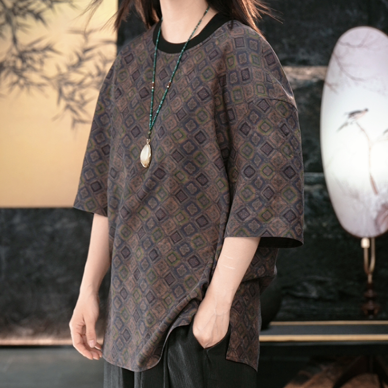 【再易】2025新款万菱罗香云纱桑蚕丝男士短袖T恤上衣ZY0317S