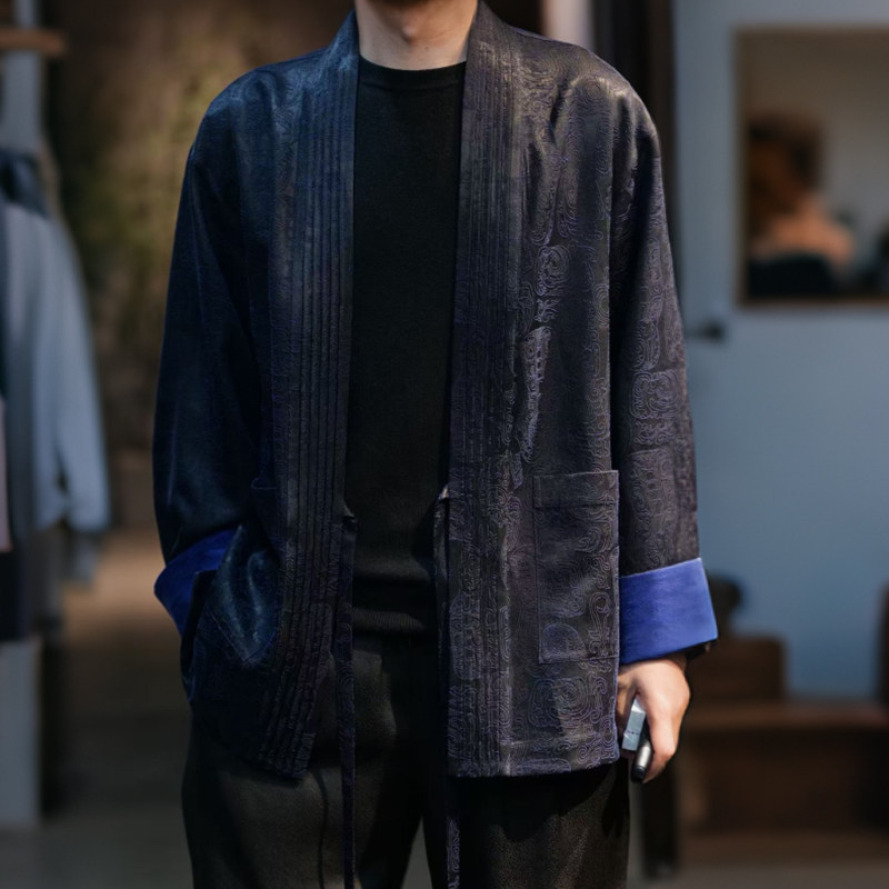 【再易】2025新款青壑•柞蚕丝皮子香云纱双穿道袍外套ZY0522S