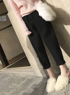 一体绒哈伦裤女加厚加绒柔软