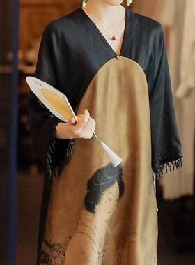 新品缎面高端旗袍式连衣裙长款新中式优雅精致女裙老钱风潮流女