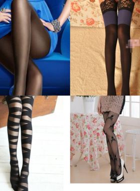 四季塑形黑色渔网丝袜彩色刺绣印花百搭打底立体肉色性感连裤袜