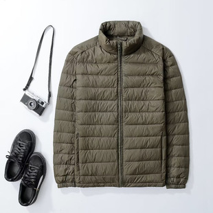 男轻薄秋冬特超大码短款羽绒服超薄款欧美运动男士羽绒服立领外套