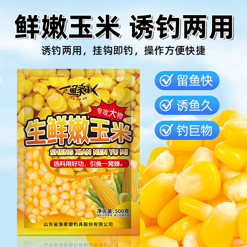 渔家傲钓鱼专用生鲜嫩玉米挂钩玉米颗粒野钓草鱼鲤鱼打窝专用