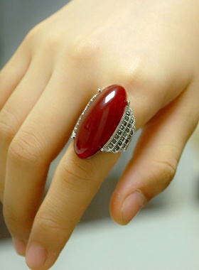 超大夸张食指戒指红宝石戒指女款时尚气质招财戒子送爱人妈妈朋友