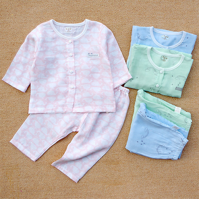 木木乐纱布夏季空调服内衣套装