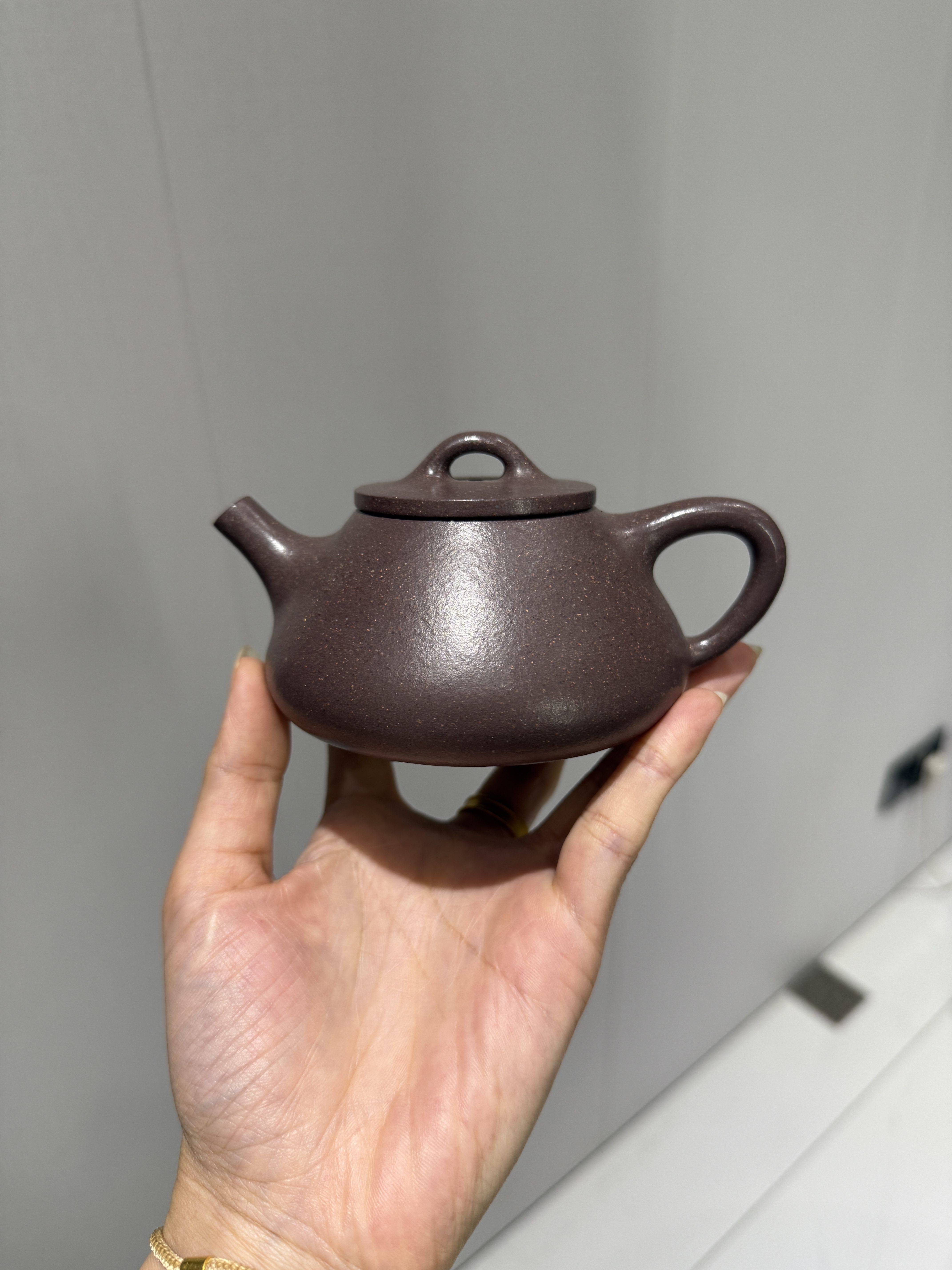 子冶石瓢工艺师冯老师全手工制作原矿天青泥220cc名家紫砂壶