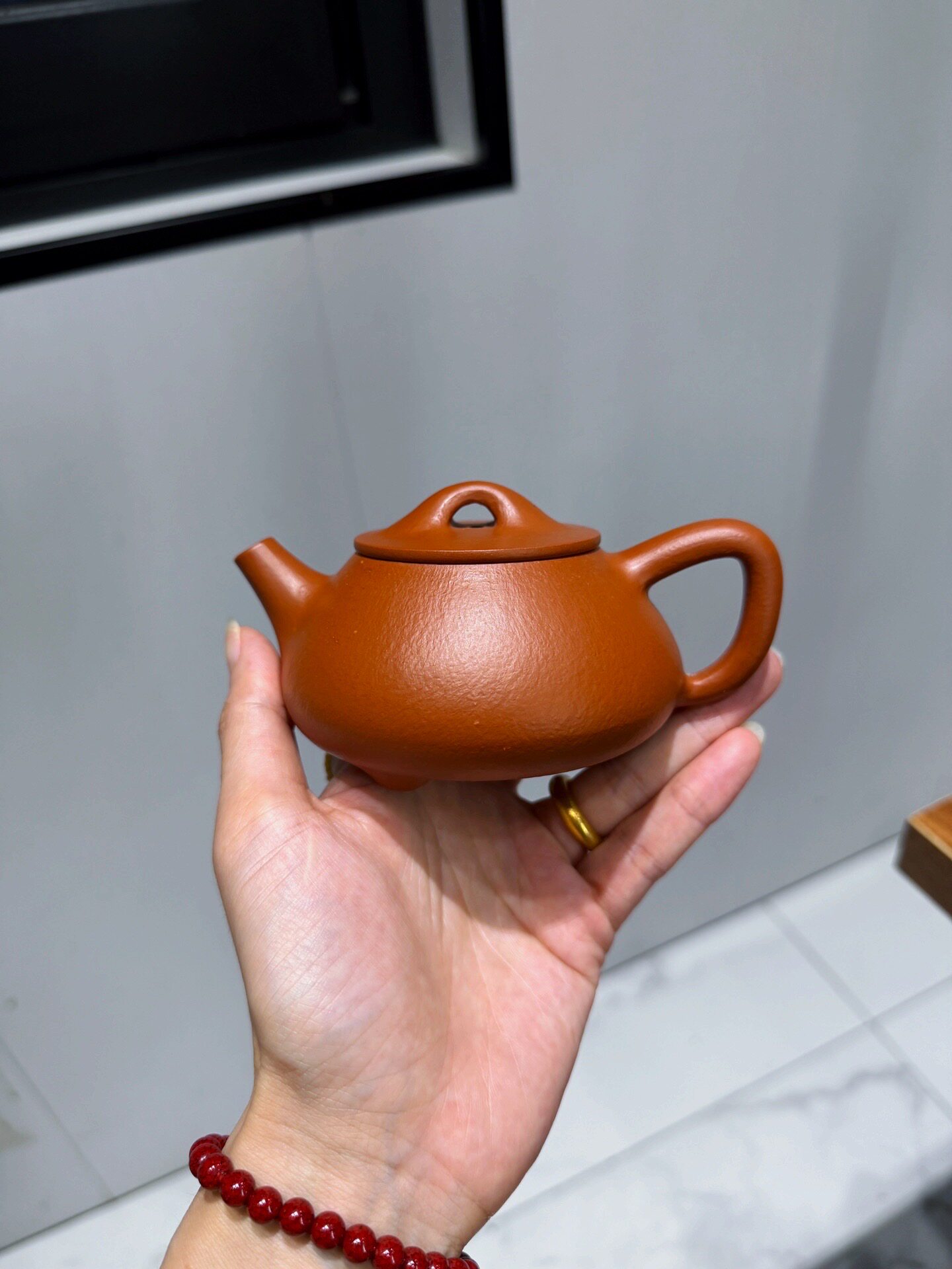 宜兴紫砂宜兴紫砂壶原矿赵庄朱泥石瓢壶全手工制作容量200cc