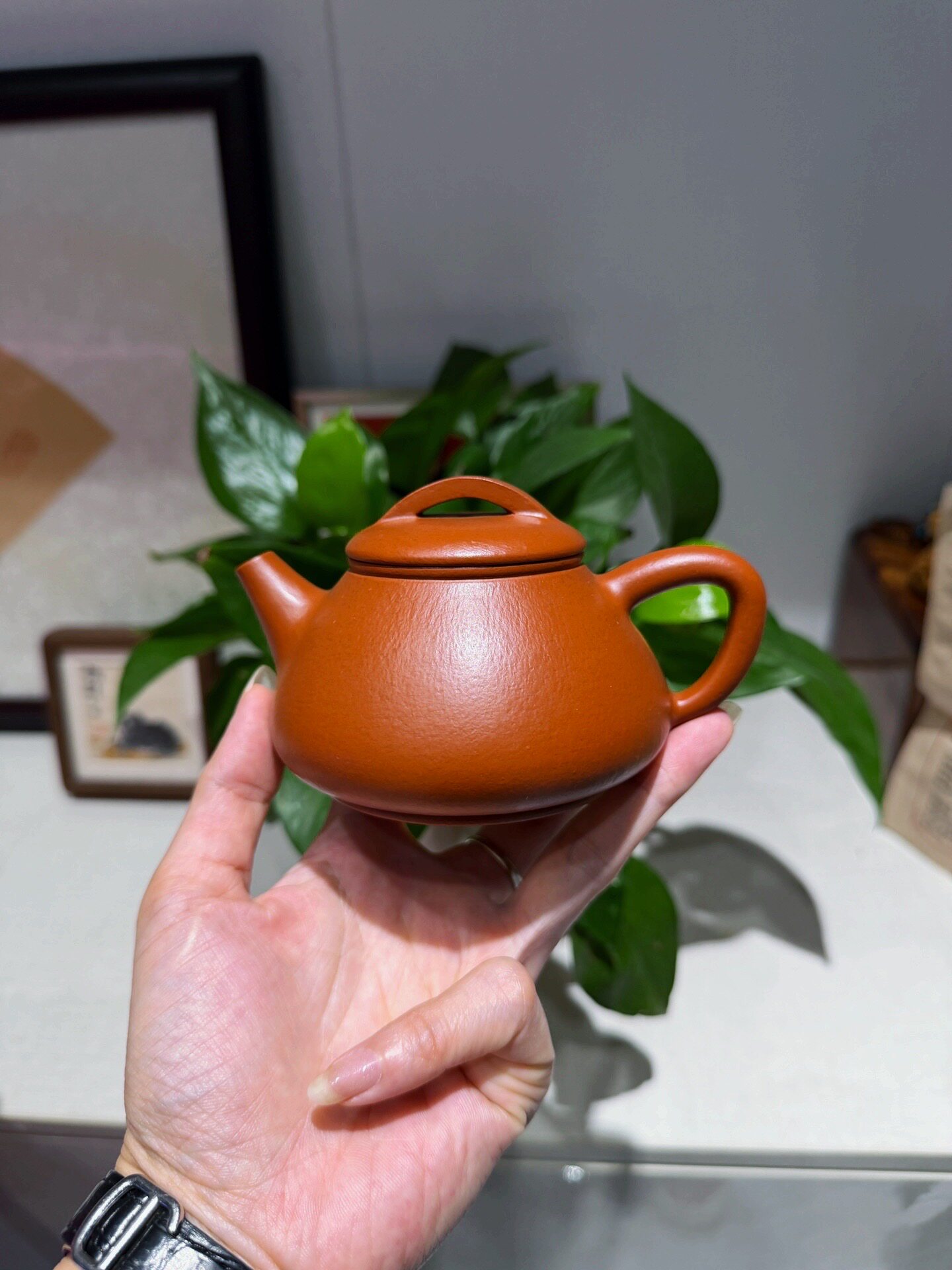 微瑕特价宜兴紫砂壶原矿赵庄朱泥石瓢壶王老师全手工制容量220cc