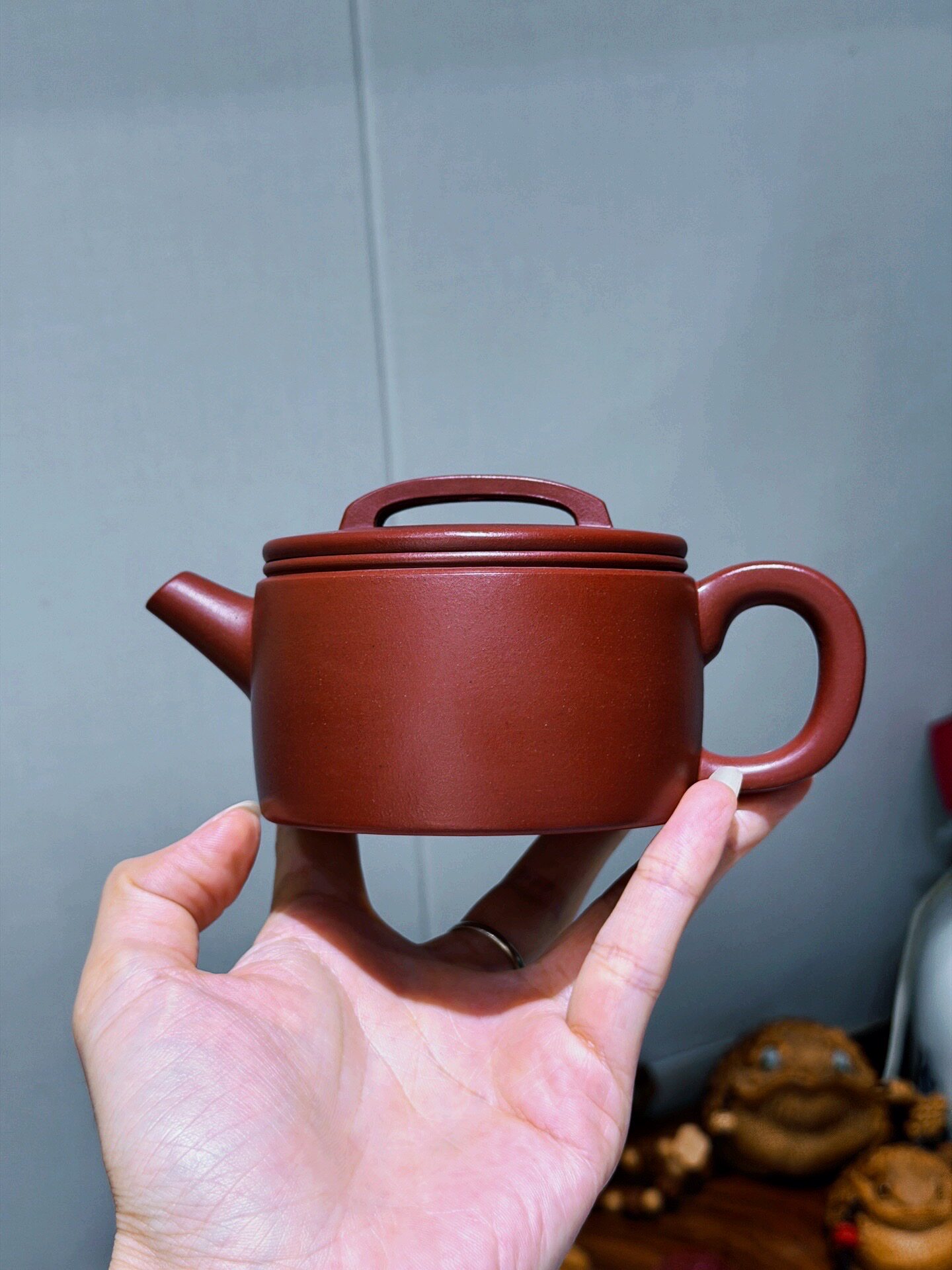 宜兴名家紫砂壶汉瓦壶工艺师冯老师全手工制作容量190cc龙血砂泥