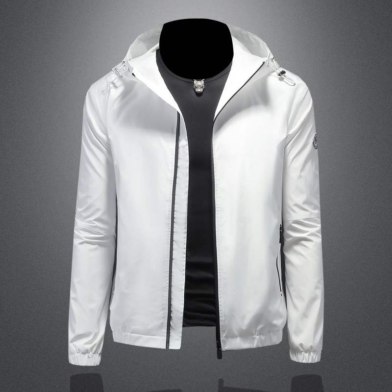 2024年新款纯色连帽休闲夹克钱塘3019-JK9090P165镂空白色，男装夹克，钱塘6016-1(原3019)