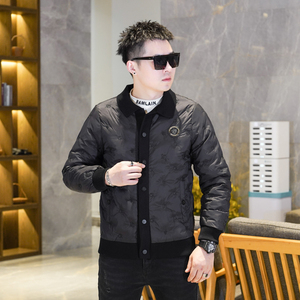 Y8828P2902025高端冬季90%白鸭绒亮面翻领羽绒服真模黑色