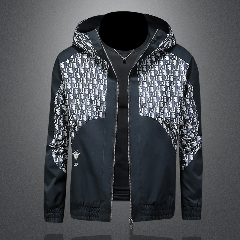 2026年新款连帽休闲夹克钱塘3019-JK9297P155镂空蓝，男装夹克，钱塘6016-1(原3019)