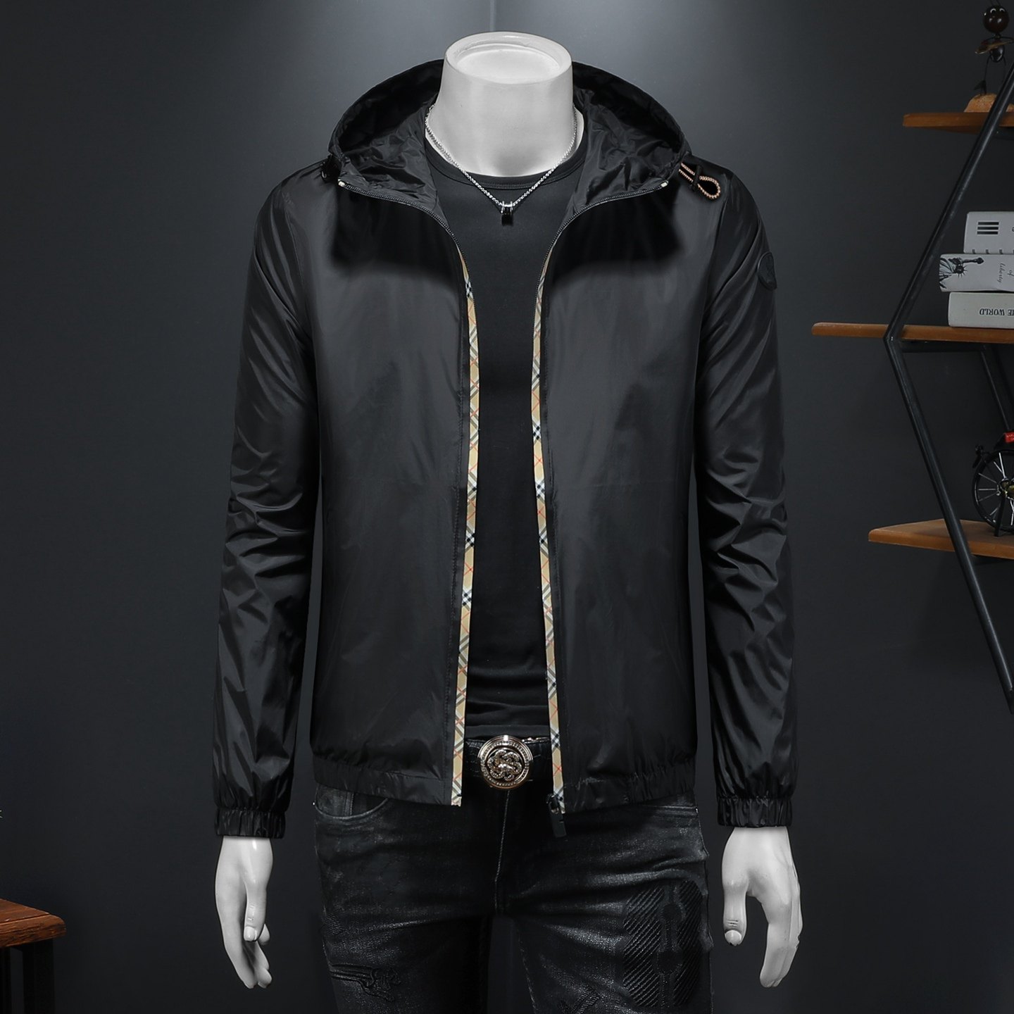 2026年新款连帽休闲夹克钱塘3019-JK9288P145假模，男装夹克，钱塘6016-1(原3019)