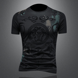 2025年新款短袖T恤钱塘3019TX3053P68镂空黑色，男装T恤，钱塘6016-1(原3019)