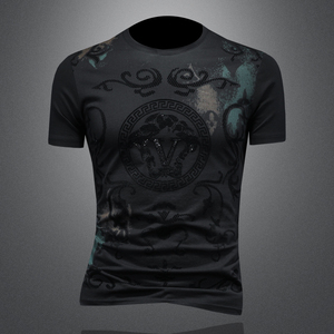 2025年新款短袖T恤 钱塘3019 TX3053 P68 镂空 黑色，男装T恤，钱塘6016-1(原3019)