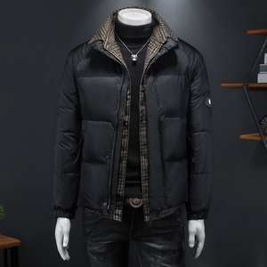 Y061 P340 2024高端冬季90%白鸭绒亮面立领羽绒服 黑色 假模,男装羽绒服,钱塘6016-1(原3019)