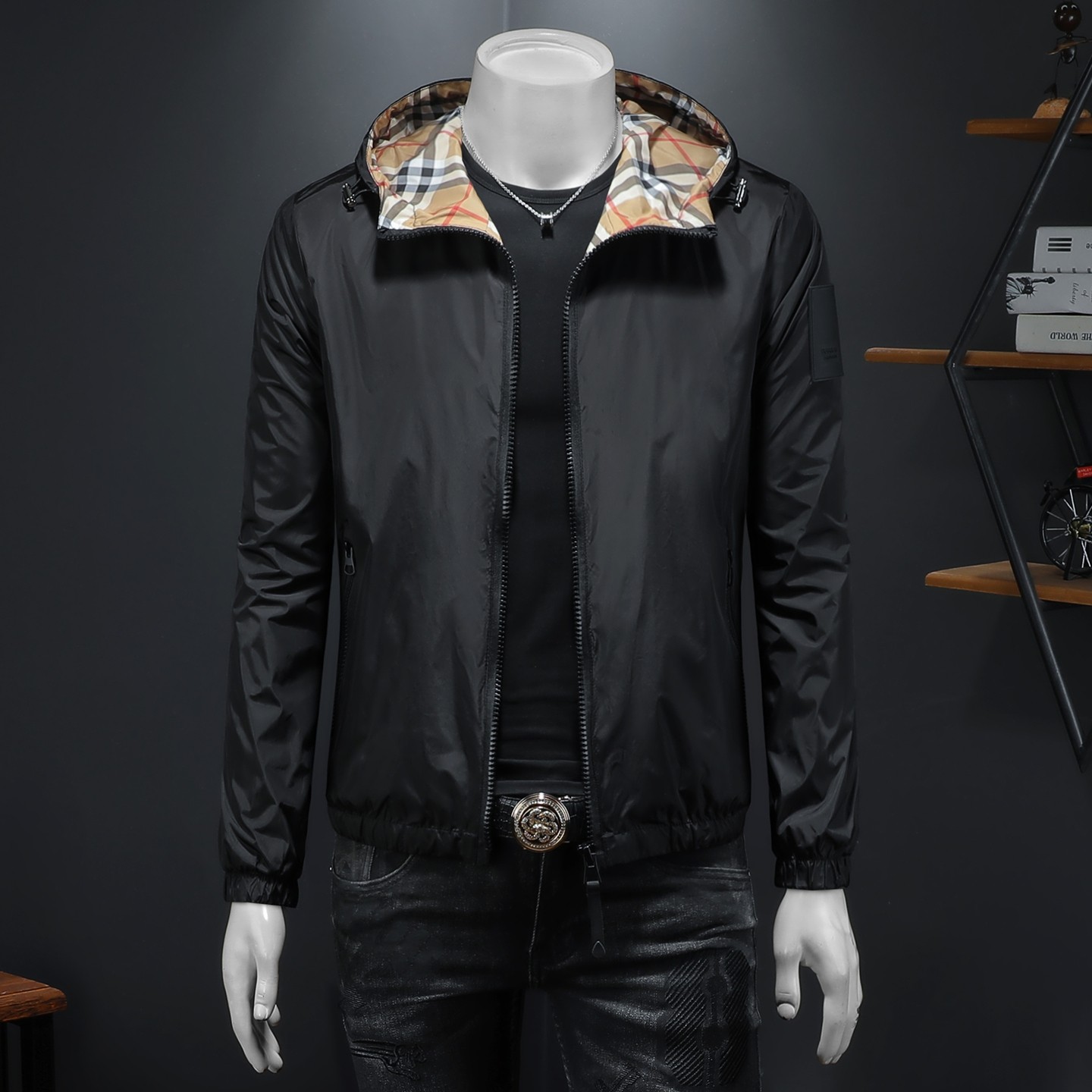 2026年新款连帽休闲夹克钱塘3019-JK9287P140假模，男装夹克，钱塘6016-1(原3019)