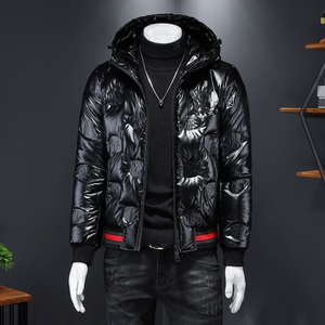 Y9937 290 2022高端冬季90%白鸭绒亮面连帽羽绒服图片