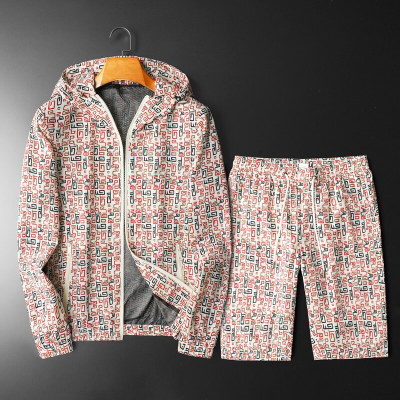 2026年新款防晒短裤套装钱塘30191240+9056套装P218平铺红色，男装休闲套装，钱塘6016-1(原3019)