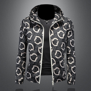 2026年新款印花连帽休闲夹克 钱塘3019-JK9030 P150 镂空黑色，男装夹克，钱塘6016-1(原3019)